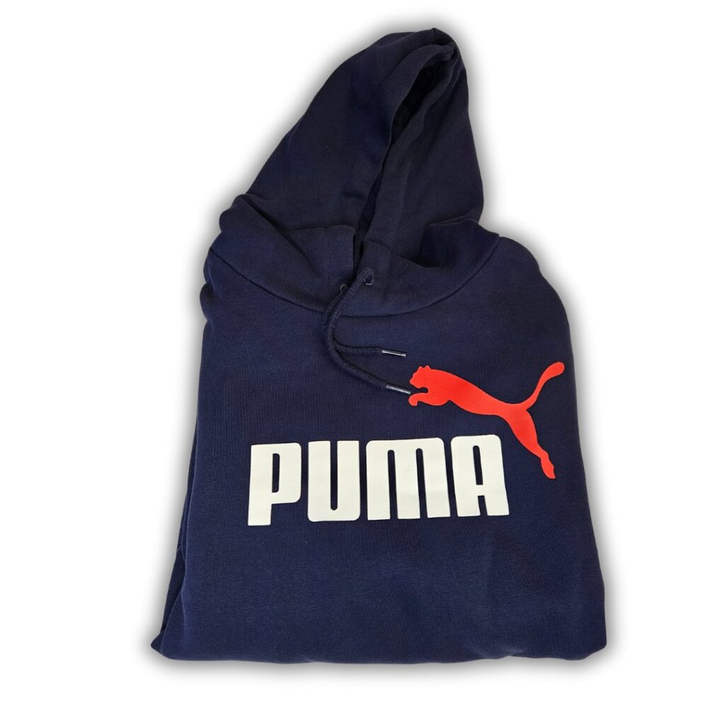 PUMA SWEATSHIRT HOODIE NAVY BLUE RED SIZE LARGE